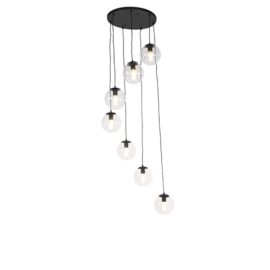 Qazqa hanglamp Pallon, 7-lichts zwart