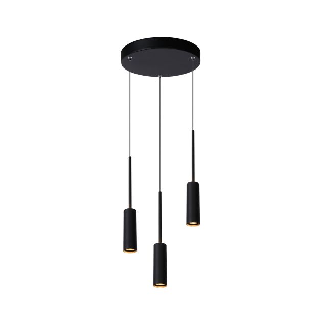 Lucide hanglamp Tubule led, 3-lichts zwart