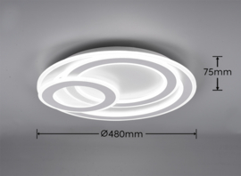 Trio lighting plafondlamp Mita led, mat wit rond incl. afstandsbediening