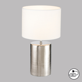 Fischer & Honsel  tafellamp Prata, antiek zilver met witte kap