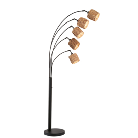 Fischer & Honsel vloerlamp Hyacinthe, 5-lichts zwart