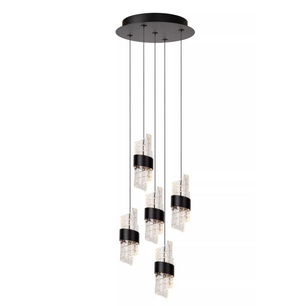 Lucide hanglamp Kligande led, 5-lichts zwart rond