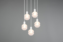 Hanglamp Mela, 5-lichts wit met glas