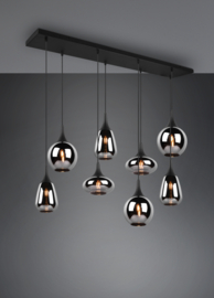 Trio lighting hanglamp Lumina, 8-lichts met smoke glas