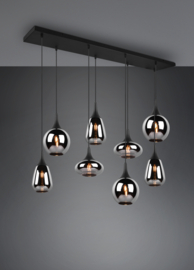 Hanglamp Lumina, 8-lichts met smoke glas