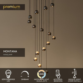 Lucide  MONTANA - Hanglamp - LED Dimb. - CCT - 16x5,7W 2700K/4000K  bruin