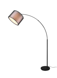 Trio lighting vloerlamp Burton, zwart met organza smoke stoffen kap