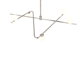 Trio lighting hanglamp Flaming, 6-lichts nikkel-wit glas