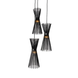 Qazqa hanglamp Broom 3-lichts zwart rond