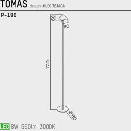 Pujol Lighting vloerlamp Tomas led, zwart