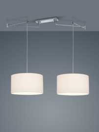 Helestra  hanglamp Certo 2-delig chroom met stoffen kappen in het wit