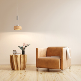 Fischer&honsel hanglamp Shine wood led, 1-lichts nikkel-eiken