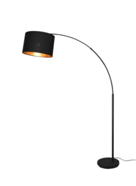 Vloerlamp Bolivia, zwart met organza zwarte stoffen kap