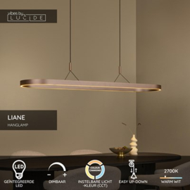 Lucide LIANE - Hanglamp - LED Dimb. - CCT - 2x40W 2700K/4000K - Roest bruin