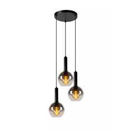 Lucide hanglamp Marius, 3-lichts rookglas