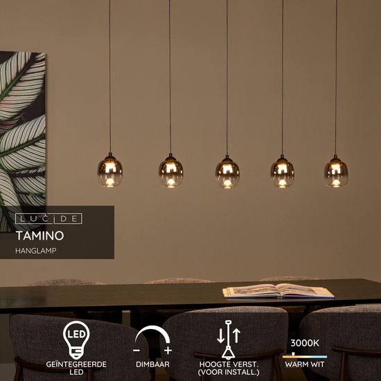 Lucide hanglamp Tamino led, 5-lichts zwart