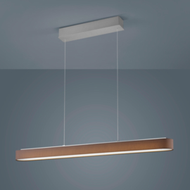 Helestra  hanglamp Bora led, mat nikkel met mokka kap 100 cm