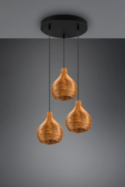 Trio lighting hanglamp Sprout, 3-lichts rotan natural