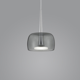Helestra  hanglamp Flute led, 3-lichts rond nikkel met grijs rook glas