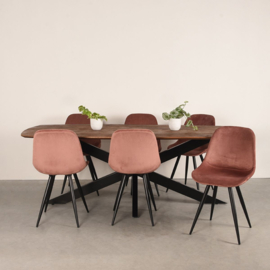 Label 51 Eettafel Zane, espresso mangohout | zwart metaal