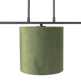 Qazqa  hanglamp Combi 3 Deluxe, 3-lichts velours groen met goud
