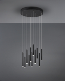 Trio lighting hanglamp Tubular led, 11-lichts zwart rond
