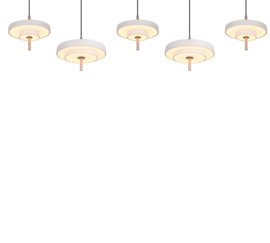 Trio lighting hanglamp Keaton led, 5-lichts warm grijs