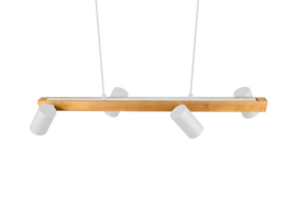 Trio lighting hanglamp Marley, 4-lichts wit met hout
