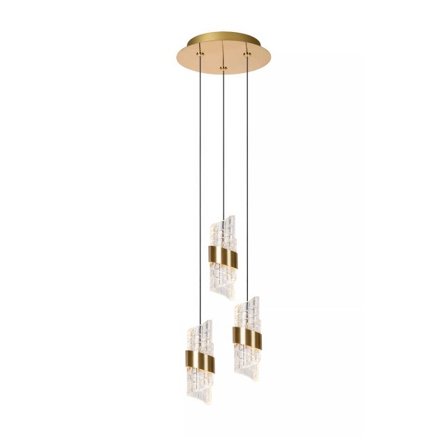 Lucide hanglamp Kligande led, 3-lichts mat goud/messing