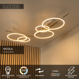Lucide NICOLA - Plafonnière - LED - CCT - 1x37W - Taupe