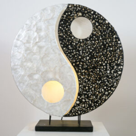 Tafellamp Ying Yang, parlemour wit-zwart 36 cm