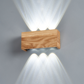 Fischer & Honsel wandlamp Shine wood led, eiken 21 cm