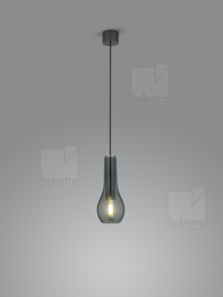Helestra  hanglamp Zaya, 1-lichts zwart - zwart chroom en smoke glas