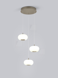 Helestra hanglamp Sapo led, 3-lichts caffee opal glas