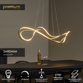 Lucide SARDANA - Hanglamp - LED Dimb. - 1x54W 2700K - Mat Goud / Messing