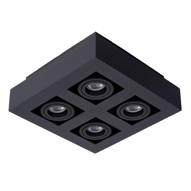 Lucide plafondspot Xirax led, 4-lichts zwart