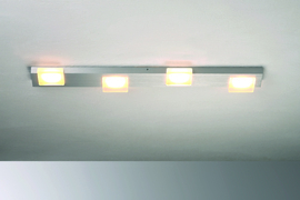 Bopp leuchten plafondlamp Lamina led, 4-lichts mat aluminium met  glas
