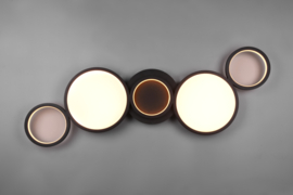 Trio lighting plafondlamp Salsa led, zwart rond incl. switch dimmer