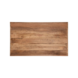 Label 51 Restauranttafel, rough mangohout | zwart metaal 120x70 cm