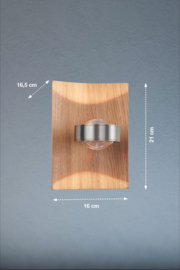 Fischer & Honsel wandlamp Shine wood led, eiken 16 cm incl push dimmer