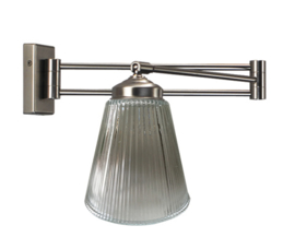 Wandlamp Klok, zwenkbaar rib helder glas