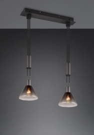 Trio lighting hanglamp Stanley, 2-lichts zwart