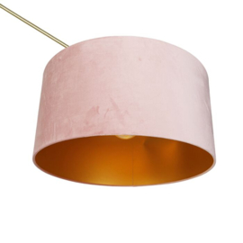 Vloerlamp Editor, goud velours kap roze 50 cm
