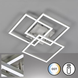 Fischer & Honsel plafondlamp Seth led, geborsteld aluminium 52 cm incl. afstandsbediening