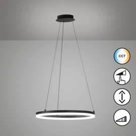 Fischer&honsel hanglamp Sirko led, zwart incl poshdimmer 60 cm
