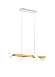 Trio lighting hanglamp Marley, 4-lichts wit met hout