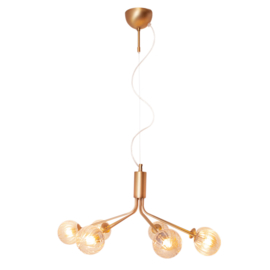 By Rydéns hanglamp Galax, 7-lichts goud met amber glas incl. ledbron