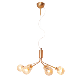 By Reydens hanglamp Galax, 7-lichts goud met amber glas incl. ledbron