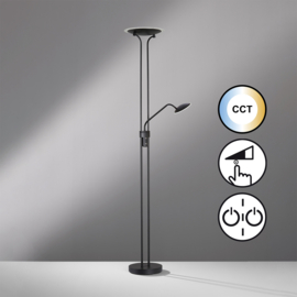 Fischer & Honsel vloerlamp Tallri led, 2-lichts mat zwart