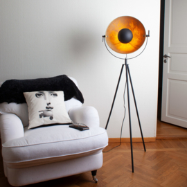 By Rydéns vloerlamp Captain mini , zand zwart-goud incl. led bron